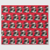 Calico Cat met Pet van de Kerstman Cadeaupapier (Vlak)