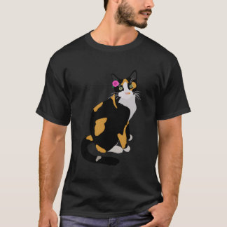Calico Cat met roze bloempan Calico mam T-shirt