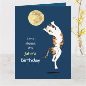 Calico Cat Moon Dancing Birthday-kaart Kaart (Gele Bloem)