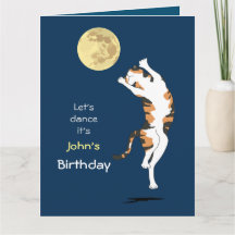 Calico Cat Moon Dancing Birthday-kaart