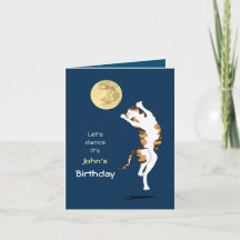 Calico Cat Moon Dancing Birthday-kaart