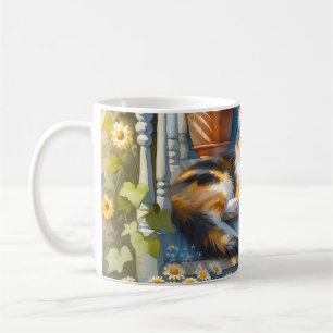 Calico Cat on Floral Porch Cottagecore Koffiemok