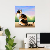Calico Cat op het Poster van de Sunset (Thuiskantoor)