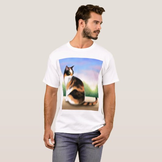 Calico Cat op Sunset T-Shirt (Voorkant volledig)