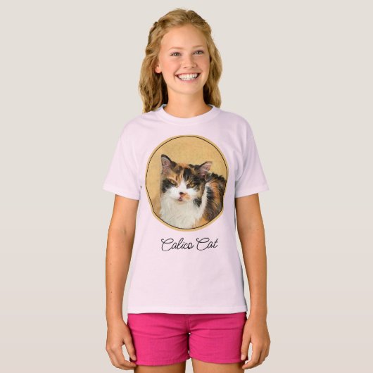 Calico Cat Painting - Cute Original Cat Art T-Shir T-shirt (Voorkant volledig)