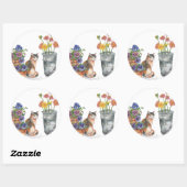 Calico Cat Pansies Daisies Waterverf "Don Juan" Ronde Sticker (Vel)