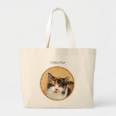Calico Cat Portret Schilderen Schattigee Originele Grote Tote Bag (Voorkant)