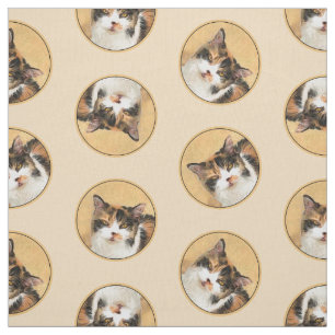 Calico Cat Portret Schilderen Schattigee Originele Stof
