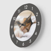 Calico Cat Resting Custom Large Clock Grote Klok (Hoek)