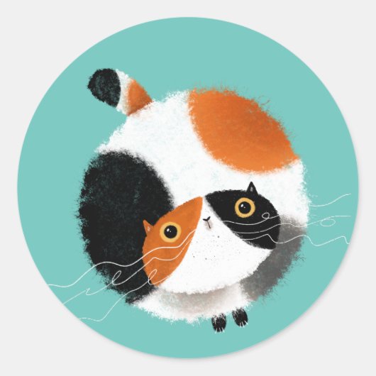 Calico Cat Ronde Sticker (Voorkant)