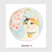 Calico Cat Sakura Cherry Blossom Sticker (Vel)