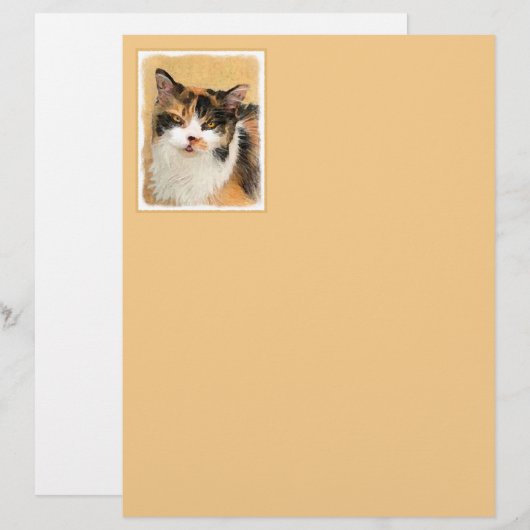 Calico Cat-schildering - Kute Original Cat Art (Voorkant / Achterkant)