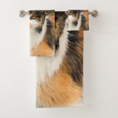 Calico Cat-schildering - Kute Original Cat Art Bad Handdoek (Insitu)