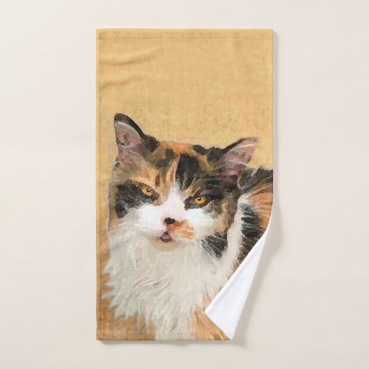 Calico Cat-schildering - Kute Original Cat Art Bad Handdoek (Handdoek)