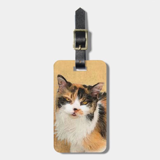 Calico Cat-schildering - Kute Original Cat Art Bagagelabel (Voorkant verticaal)