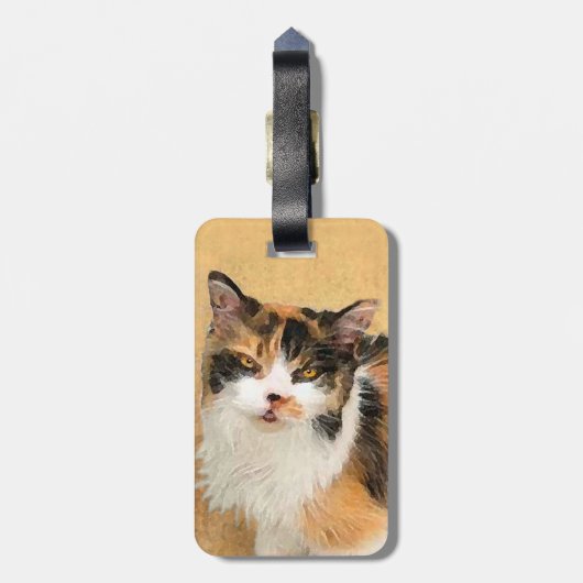 Calico Cat-schildering - Kute Original Cat Art Bagagelabel (Achterkant verticaal)