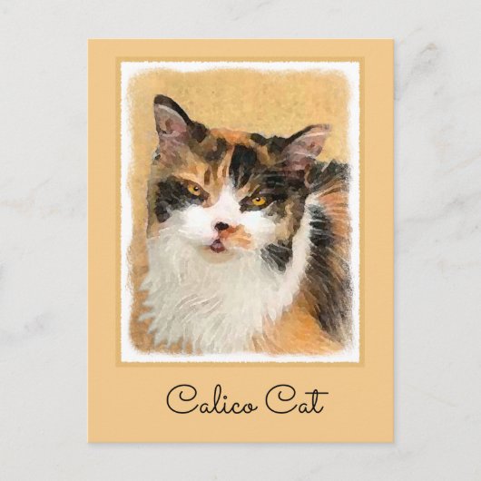 Calico Cat-schildering - Kute Original Cat Art Briefkaart (Voorkant)