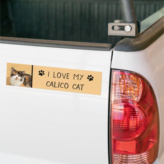 Calico Cat-schildering - Kute Original Cat Art Bumpersticker (Op Truck)