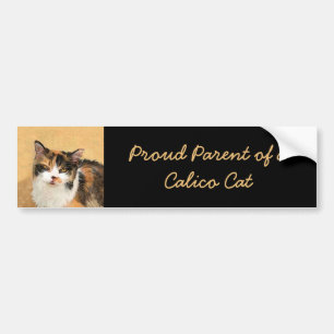 Calico Cat-schildering - Kute Original Cat Art Bumpersticker