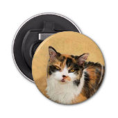 Calico Cat-schildering - Kute Original Cat Art Button Flesopener (Voorkant)