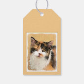 Calico Cat-schildering - Kute Original Cat Art Cadeaulabel (Achterkant)
