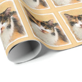 Calico Cat-schildering - Kute Original Cat Art Cadeaupapier (Rol Hoek)