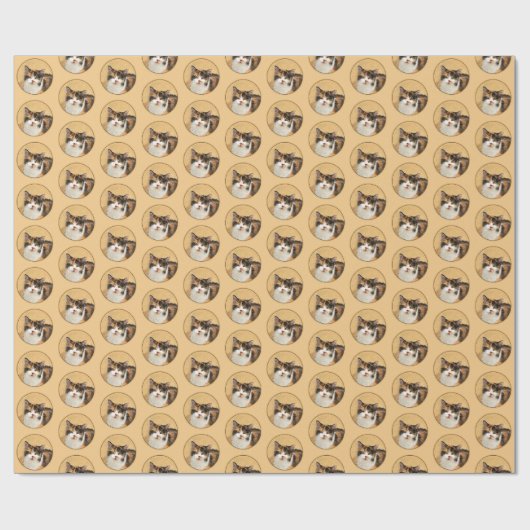 Calico Cat-schildering - Kute Original Cat Art Cadeaupapier (Vlak)
