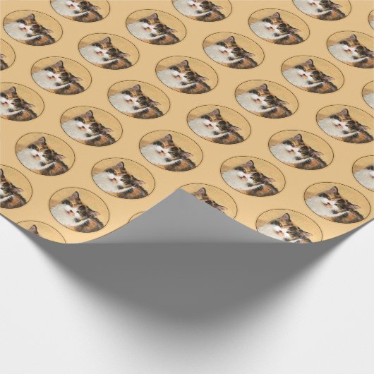 Calico Cat-schildering - Kute Original Cat Art Cadeaupapier (Hoek)