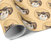 Calico Cat-schildering - Kute Original Cat Art Cadeaupapier (Rol Hoek)