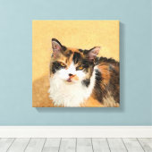 Calico Cat-schildering - Kute Original Cat Art Canvas Afdruk (Insitu (Houten vloer))