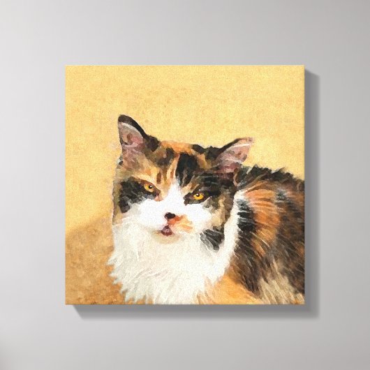 Calico Cat-schildering - Kute Original Cat Art Canvas Afdruk (Voorkant)