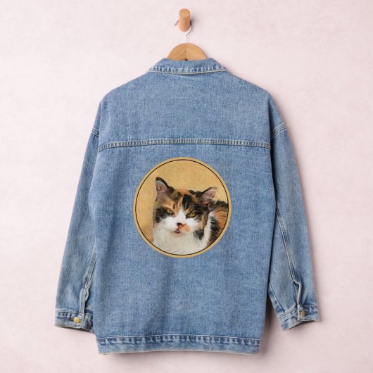 Calico Cat-schildering - Kute Original Cat Art Denim Jacket (Hangar)