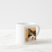 Calico Cat-schildering - Kute Original Cat Art Espresso Kop (Voorkant rechts)