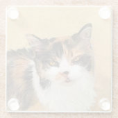 Calico Cat-schildering - Kute Original Cat Art Glazen Onderzetter (Achterkant)