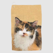 Calico Cat-schildering - Kute Original Cat Art Golfhanddoek (Voorkant)