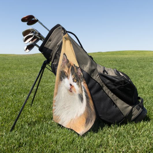 Calico Cat-schildering - Kute Original Cat Art Golfhanddoek (Groen)