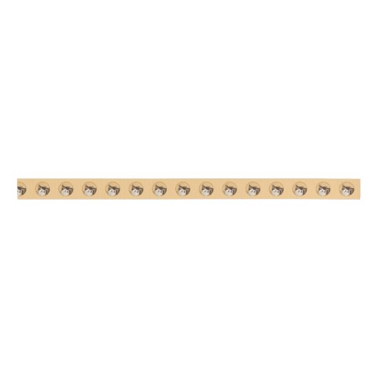 Calico Cat-schildering - Kute Original Cat Art Grosgrain Lint (Voorkant)