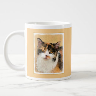 Calico Cat-schildering - Kute Original Cat Art Grote Koffiekop