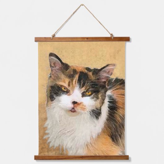 Calico Cat-schildering - Kute Original Cat Art Hangend Wandkleed (Voorkant)