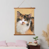 Calico Cat-schildering - Kute Original Cat Art Hangend Wandkleed (Slaapkamer)