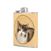 Calico Cat-schildering - Kute Original Cat Art Heupfles (Links)