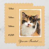 Calico Cat-schildering - Kute Original Cat Art Kaart (Voorkant / Achterkant)