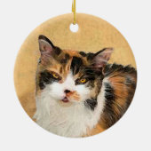 Calico Cat-schildering - Kute Original Cat Art Keramisch Ornament (Achterkant)