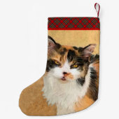 Calico Cat-schildering - Kute Original Cat Art Kleine Kerstsok (Achterkant)