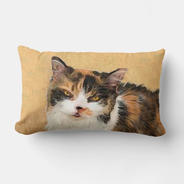 Calico Cat-schildering - Kute Original Cat Art Kussen (Voorkant)