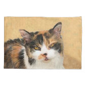 Calico Cat-schildering - Kute Original Cat Art Kussensloop (Achterkant)