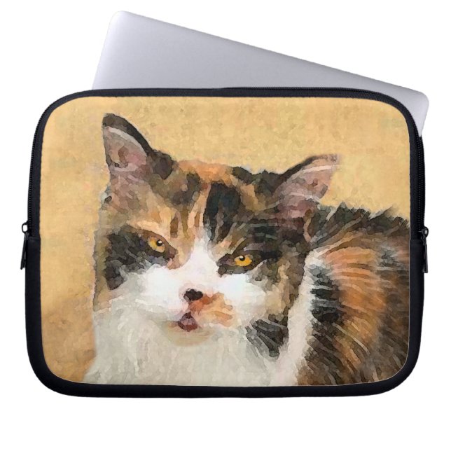 Calico Cat-schildering - Kute Original Cat Art Laptop Sleeve (Voorkant)