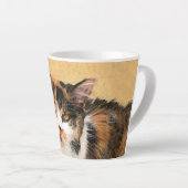 Calico Cat-schildering - Kute Original Cat Art Latte Mok (Rechterhoek)