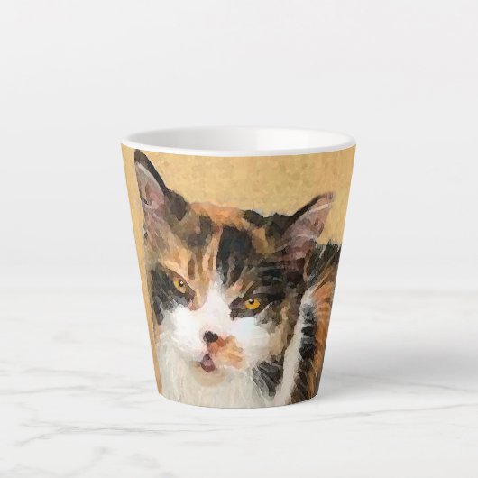 Calico Cat-schildering - Kute Original Cat Art Latte Mok (Voorkant)