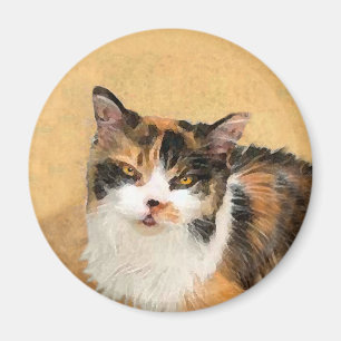 Calico Cat-schildering - Kute Original Cat Art Magneet